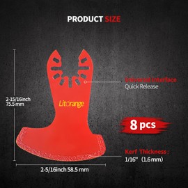 Litorange 8 Pcs Diamond Oscillating Blades, Swing Diamond Multitool Saw Blades for Grout Removal, Flush Cut, Cleaning Mortar