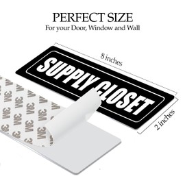 Supply Closet Door Sign Metal Business Retail Store Office Self Adhesive Aluminum Peel and Stick 8x2 Inch Indoor/Outdoor Black (1)