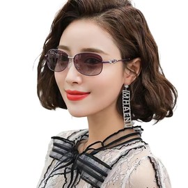 Feisedy B1180 Women's Sunglasses, Polarized TAC Lens, Fashion, Cool, Elegant, Jewelry Frame, UV Protection, UV 400 Protection, Small Face, Outdoor, Travel, Driving, purple