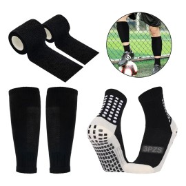 Calcetas Antideslizantes de Fútbol Tigmanerung para Adulto, Pack de 3 Medias Deportivas Transpirables en Algodón Negro