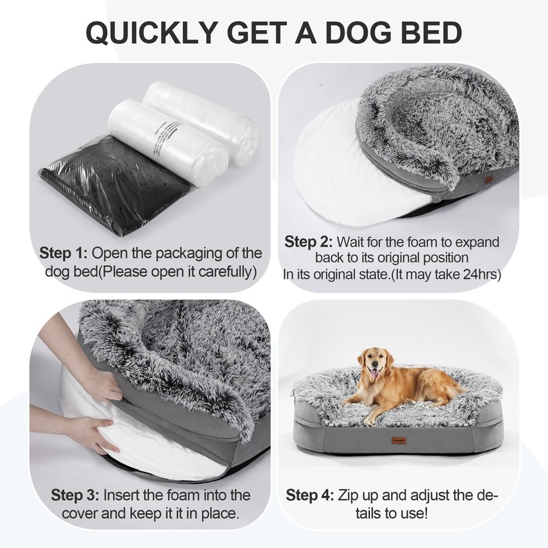 3.7 inch Thickened Orthopedic Dog Beds for Extra Large Dogs,