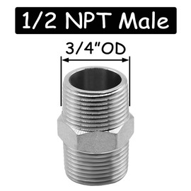 Uenede 4PCS 1/2 Inch NPT 304 Stainless Steel Nipple Coupling 1/2" NPT Male x 1/2" NPT Male Thread Equal Diameter Coupler Air Hose Pipe Fittings Shower Hose Extender Extension Adapter for Water/Oil/Gas
