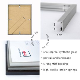 DEHA Design Tribeca Aluminium Picture Frame Brushed Silver 5x7in, 13x18cm with Push and Turn Clips