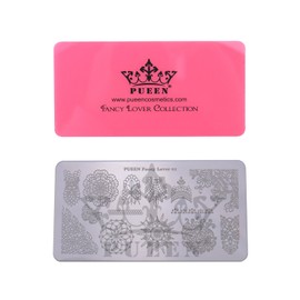 PUEEN Nail Art Stamping Plate - Fancy Lover 01-125x65mm Unique Nailart Polish Stamping Manicure Image Plates Accessories Kit-BH000555