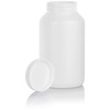 White Plastic HDPE Packer Bottle with White Ribbed Lid 17
