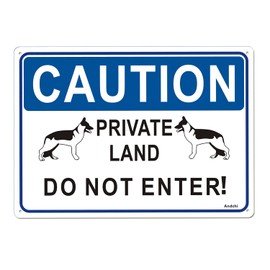 Andchi 2 Pack Caution Private Land Warning Signs Do not Enter Aluminium Metal Sign Rustproof for Farm, Backyard 7 x 10 inches