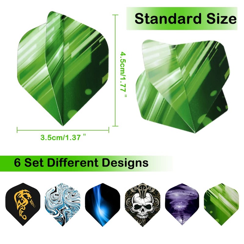 Chyaya Darts,18 Pcs Dart Flights Standard Shape Dartset Feather Replacement