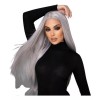 Yuya Lee Peluca Larga Recta Gris Plata Mujer T