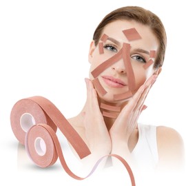 WXYISIVEN 2 Rolls Instant Face Lift Tape, Facial Myofascial Patch for Wrinkles Treatment Sticker for V Line Lifting Sagging Skin, Forehead Fines, Eyelid, Nasolabial Folds, Laugh Neck Lines (1cm/2cm*5m