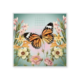 CafePress Modern Vintage Monarch Butterfly Sticker Square Bumper Sticker Car Decal