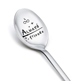 Always Friends Spoons for Him Her Best Friend Engraved Coffee Tea Spoon Gifts for Sisters Birthday Gifts for Friendship Besties Gifts for Women Men Peanut Butter Dinner Spoons