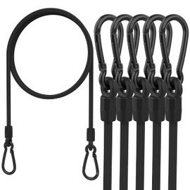 Bungee Cords, 60 cm Upgrade Heavy Duty Bungee Cords with Carabiner Clips 6 Pack, High Strength Black Bungee Rope Elastic Cords with Hooks for Camping, Tarpaulin, Bike Rack, Tent, Car, Outdoor