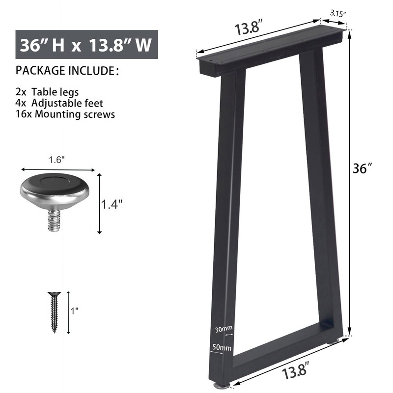 Taelakeni 36 Inch Metal Table Bar Legs, Heavy Duty Industrial