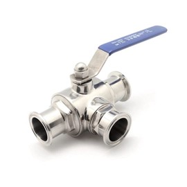 MUOBSBJRX 3 Way Tri Clamp Ferrule Type Ball Valve 304 Stainless Steel Ball Valve for Homebrew Diary(L Type,32mm)