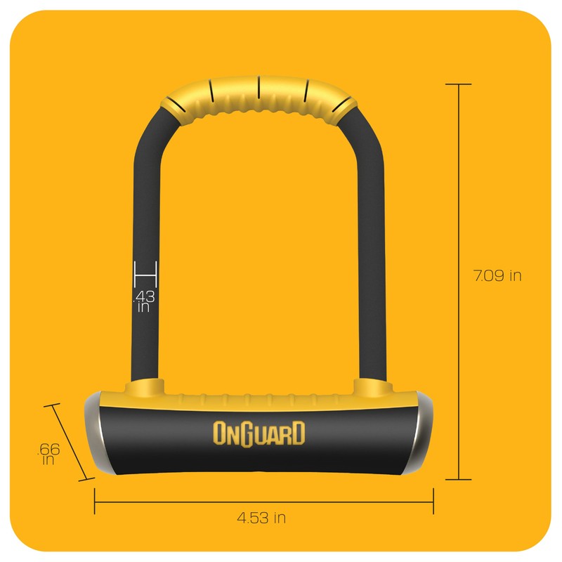OnGuard Brute STD U-Lock, 4.37" x 7.96", Black/Yellow
