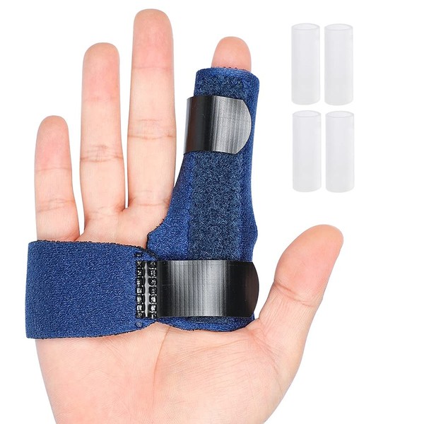 Kimihome Trigger Finger Brace, Finger Support Splints with 4 Gel Sleeves for Broken Fingers, Finger Stabiliser with Built-in Aluminium Bar for Sprains, Tendon Release & Pain Relief