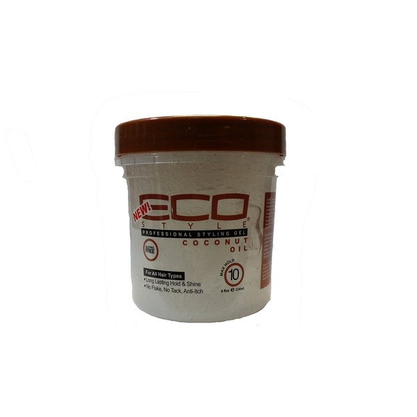Eco Style Coconut Oil Styling Gel - Adds Luster and Moisturizes Hair - Weightless Styling and Superior Hold - Prevents Breakage and Split Ends - Promotes Scalp Health - Ideal for all Hair - 8 oz
