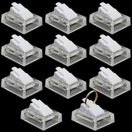 xtemtoamz Ring Stand Ring Holder Jewellery Stand Display Rack - Plastic Display Stand Jewellery Display Stand for Shop Window, Ring Jewellery Exhibition, Trade Shows, Showcases, White, Pack of 10