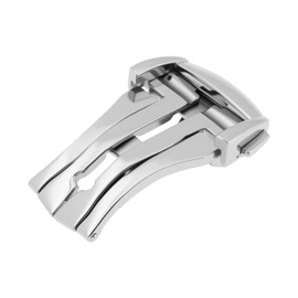 Briny River Stainless Steel Pin Buckle Compatible with Omega Seamaster Planet Ocean Silver, 18 mm, 18 mm