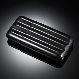 Black Carbon Fiber 3-Cigar Case Lightweight Cigar Storage Tube Holder Travel Cigar Humidor for up to 57 Ring Gauge Cigars BBZY