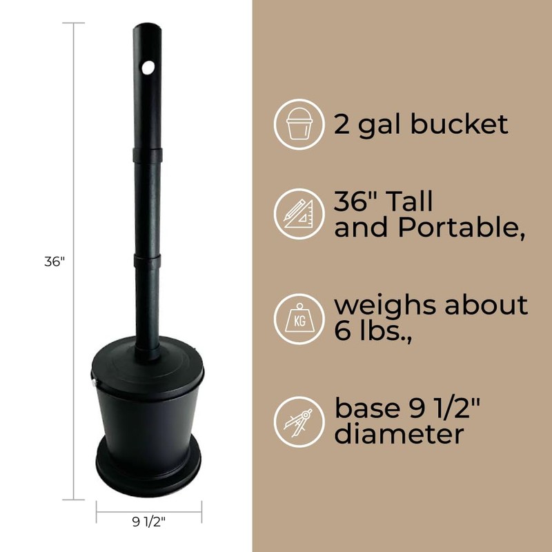 Black Standing Outdoor Ashtray 36" All Metal Construction