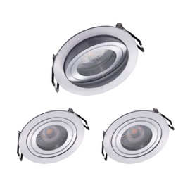Oktaplex Set of 3 Recessed Spotlights with LED Module - 3 Levels Dimmable - Aluminium Swivelling Lyon 4.8 W 3000 K 230 V 380 lm Warm White Spot Installation Diameter 80 mm Round