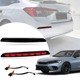 BINQIGOO Smoked Housing Full LED Rear Reflector Fog DRL Kit for Honda Civic 11th 2022-2023 Function as Sequential Turn Signal Lights，Daytime Running Light,Brake Light Kit (SMOKED)