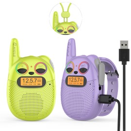 Qniglo Walkie Talkies for Kids Rechargeable 2 Pack,Christmas Birthday Gifts Toys for Age 3-12 Boys Girls, Long Range Kids Walky Talky with FM Radios for Family Kid Adventure Camping Hiking Spy Games