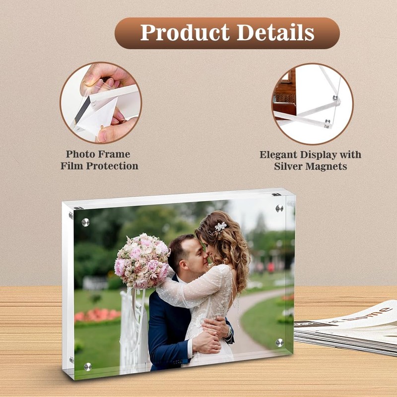 Airsnigi 4x6 Acrylic Frames 16 Pack, 20mm Double Sided Magnetic