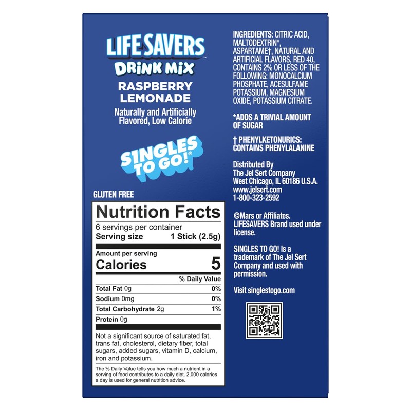 Life Savers Raspberry Lemonade Drink Mix - Pack of 6-6
