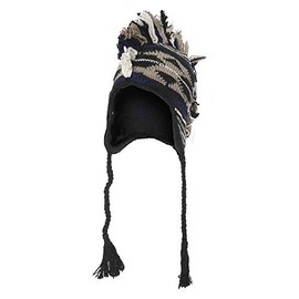 THE COLLECTION ROYAL Mohawk Woolen Lined Beanie Ear Flap Hat (Grey)