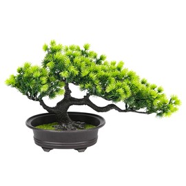 leafouse Artificial Bonsai Tree Juniper Artificial Plant Indoor Small Fake Plant Decoration, Office Desk Bathroom Shelf Bedroom Living Room Decoration Longevity Pine