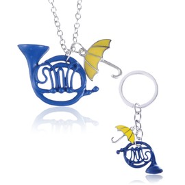 LICHUANUK 2 Pieces French Horn Keychains, How I Met Your Mother, Blue Horn Enamel Keychain, Umbrella Pendant, Gifts for Parents, Birthday Gifts, Christmas Gifts, blue