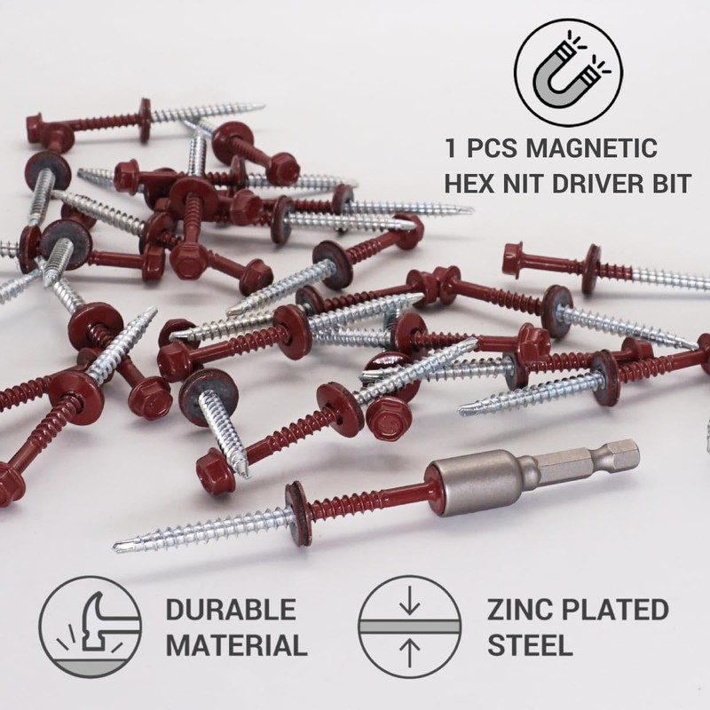 SKIR'CO (Pack of 50) Painted Roofing Screws 4.8 x 70