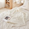 Plush Cable Knit Throw Blanket 50x60, White, Cozy Home Accent