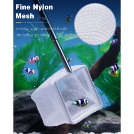 Pawfly Aquarium Shrimp Net 2 Inch Tiny Fish Tank Net with Extendable Stainless Steel Handle Soft Square Fine Net Mesh for Shrimp Baby Fish Food Residue Debris Skimming Net for Fish Tanks & Small Ponds