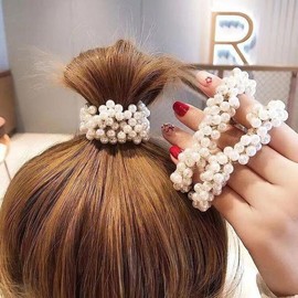 Pretty hair tie scrunchie fashion hair accessory pearl hair tie / 예쁜머리끈 곱창끈 패션 헤어악세서리 진주머리끈