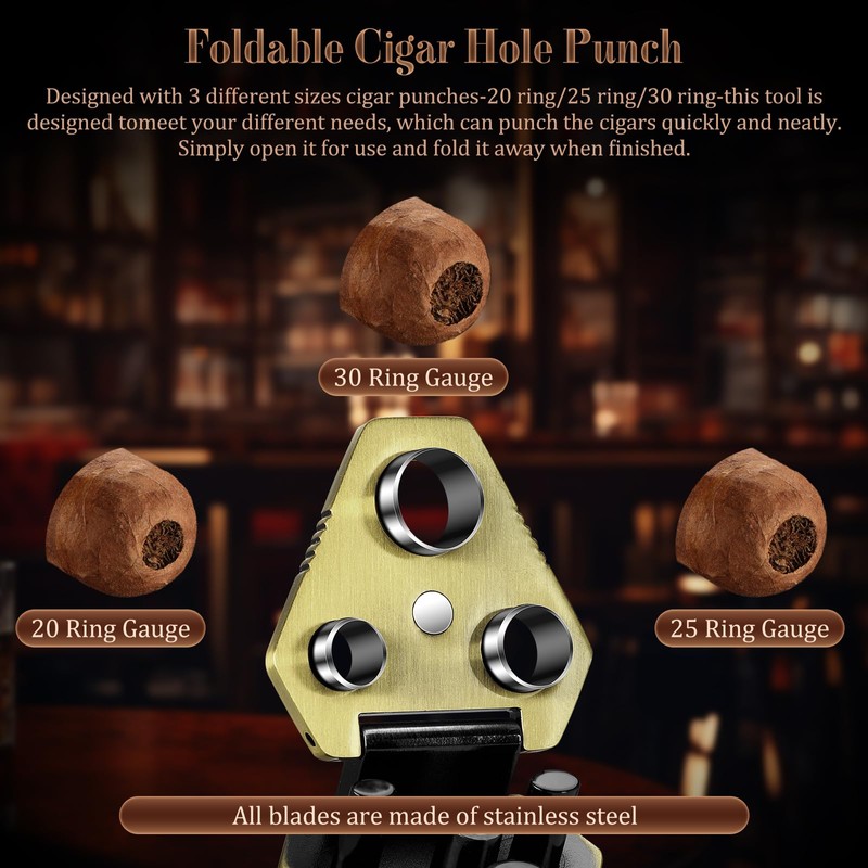 TISFA Cigar Punch Tool, Cigar Punch Cutter with Cigar Holder