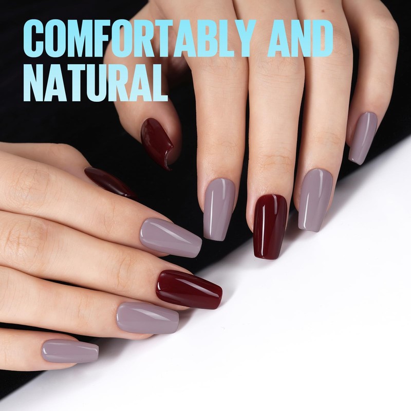 TOMICCA Short Coffin Nail Tips, Acrylic Half Cover Nail Tips