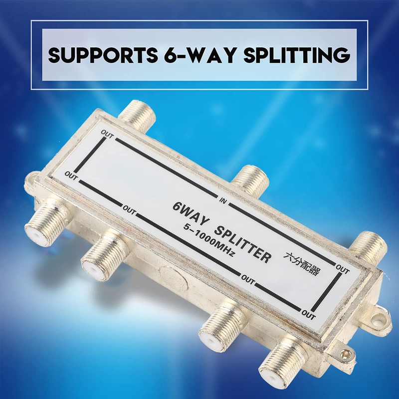 Restokki 6 Way Coaxial Cable Splitter 5-1000MHz, Cable Splitter Work