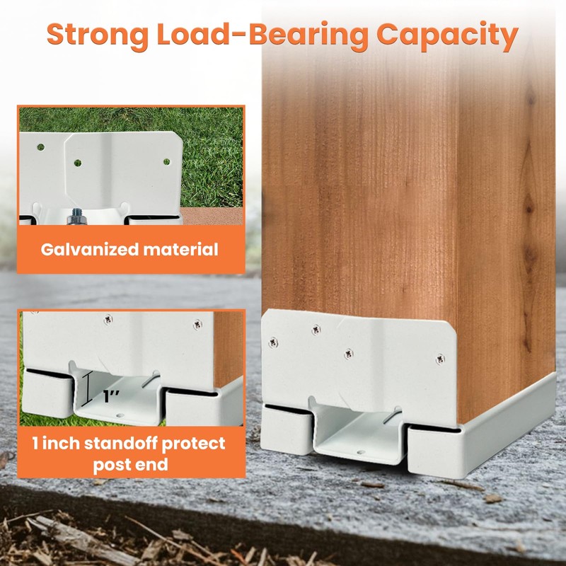 1PCS 6x6 Post Base for Concrete Heavy Duty White E-Coated