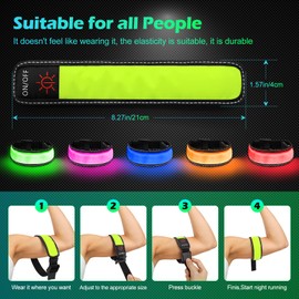 LED Armband for Running, Rechargeable Running Lights for Runners, 1 Pack Glow in The Dark LED Wristband for Sports Events, Reflective Gear Light Up Armbands for Night Safety (Green)