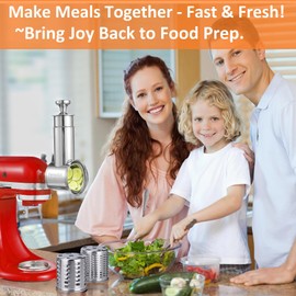 FavorKit Large Stainless Steel Slicer Shredder Attachment for KitchenAid Mixers, Dishwasher Safe Salad Maker, Cheese Grater Accessories with 3 Blades & 1 Knob Thumb Screw