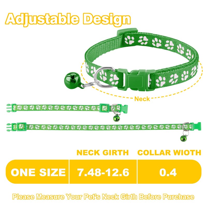 Deetenks Cat Collars 19 Pack Footprint Cat ID Collars Adjustable