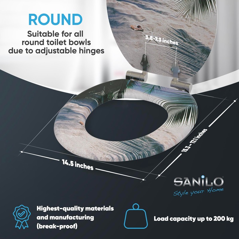 Sanilo Soft Close Toilet Seat ROUND, Quiet and Slow Close