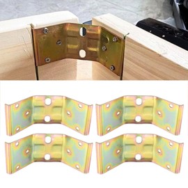 4Pcs Corner Braces Brackets for Table Legs, Steel Corner Bracket Frame Fixings for Coffee Tables, Desks, Bed Slats (Surface Mount)
