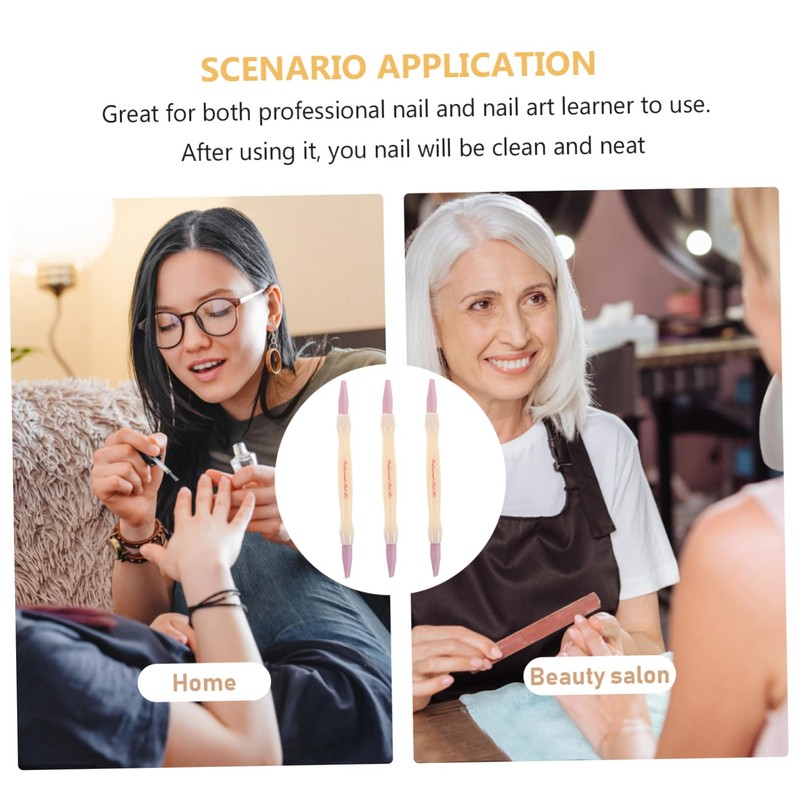 IWOWHERO 3pcs Stone Sanding Nail File Nail Buffer Block Dual-head