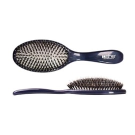 Haarbürste für Haarverlängerungen mit Naturborsten und ovaler Basis, Blau SHE