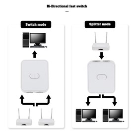 EMSea 2 Port RJ45 Network Switch Selector Mini 2-Port RJ45 Network Key Switch Selector Box RJ45 Network Key Switch Splitter Selector Box White