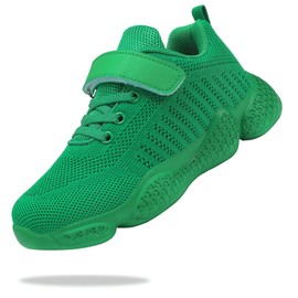 Santiro - Zapatos de tenis para niñas y niños, zapatos de correr ligeros, sin cordones, color verde, talla 9.5 M de EE. UU, todo verde, 17.5 MX Niño pequeño